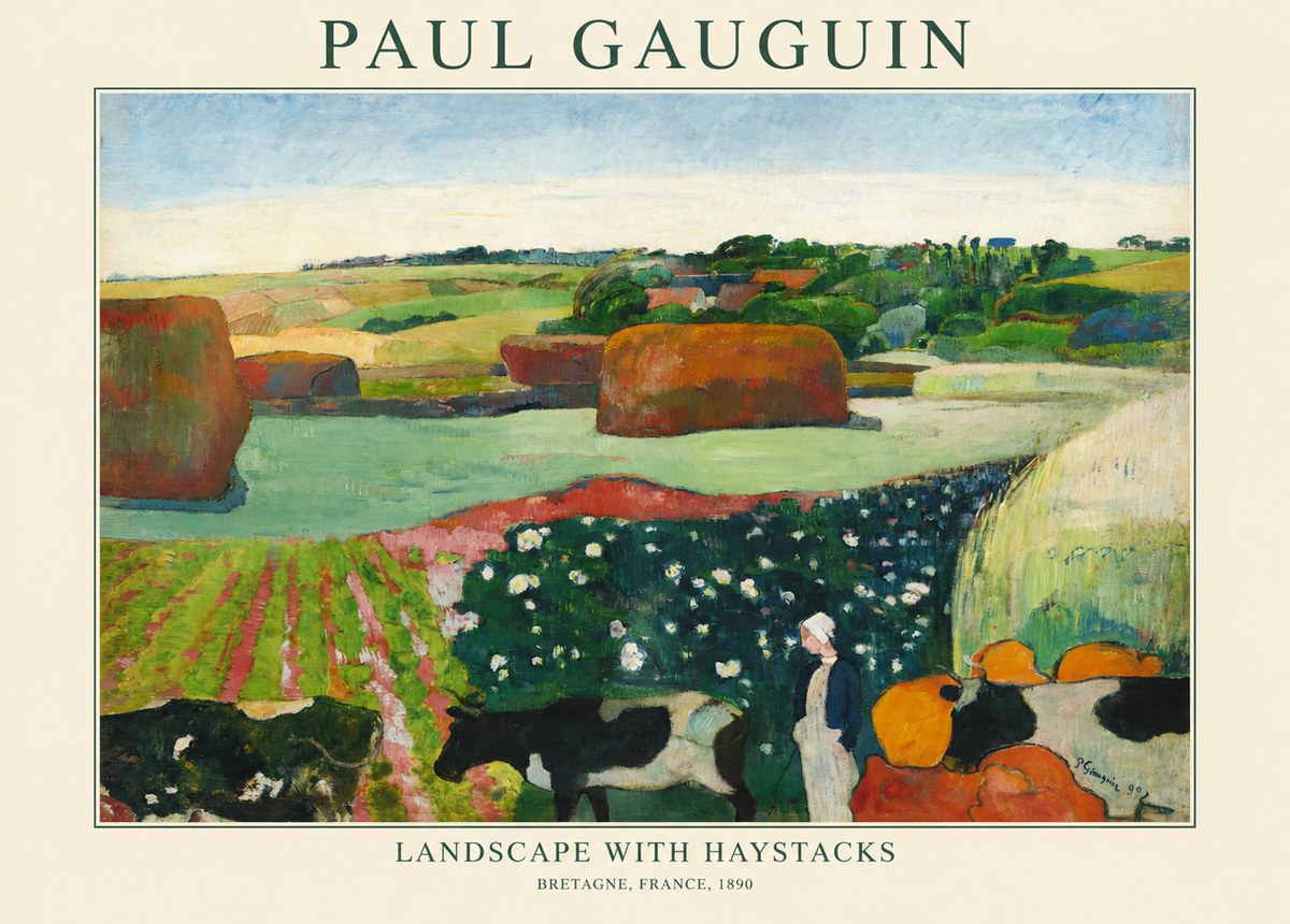 Paul Gauguin Landscape with Haystacks No1 - Poszter
