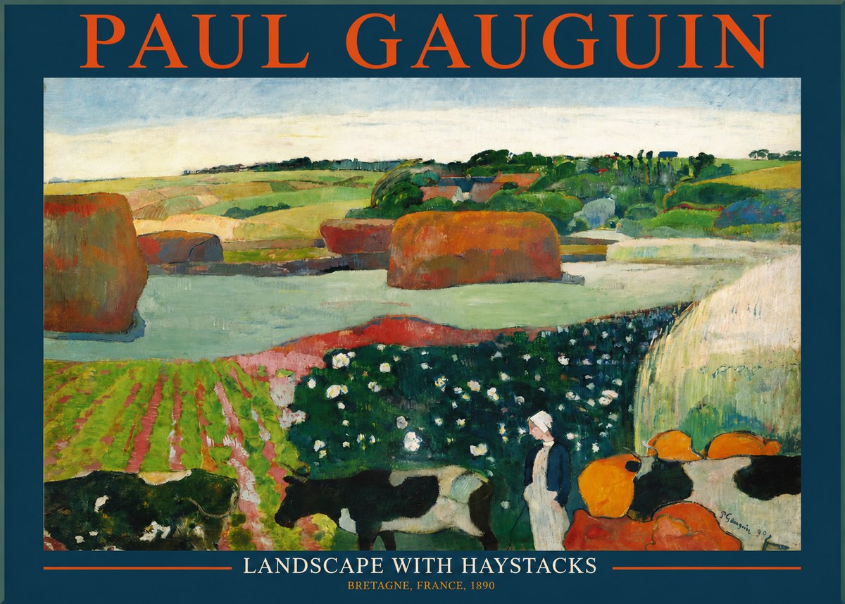 Paul Gauguin Landscape with Haystacks No2 - Poszter