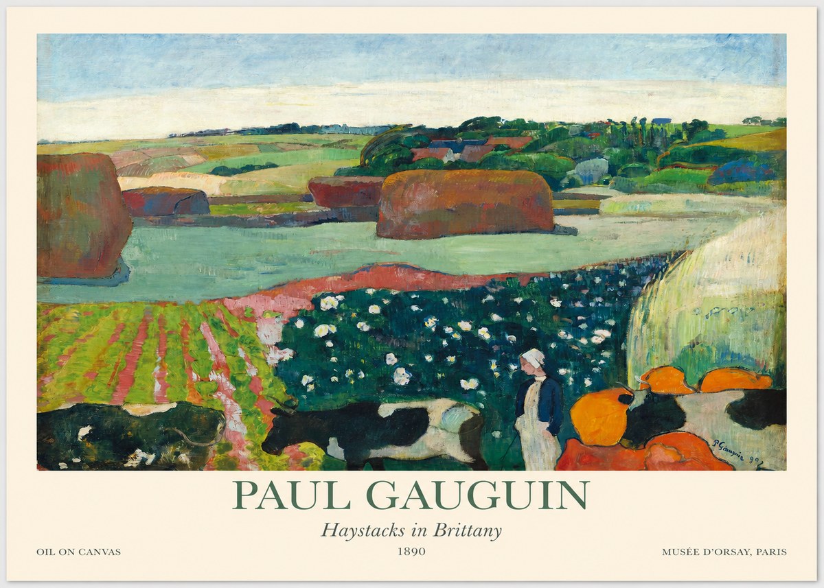 Paul Gauguin Landscape with Haystacks No5 - Poszter