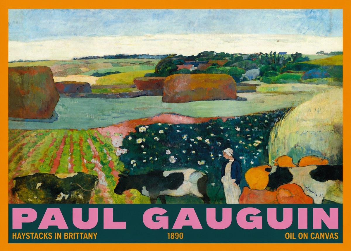 Paul Gauguin Landscape with Haystacks No6 - Poszter