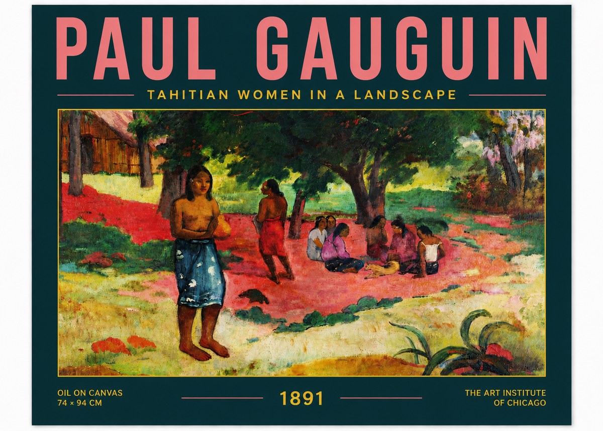 Paul Gauguin Tahitian Women on the Road No6 - Poszter