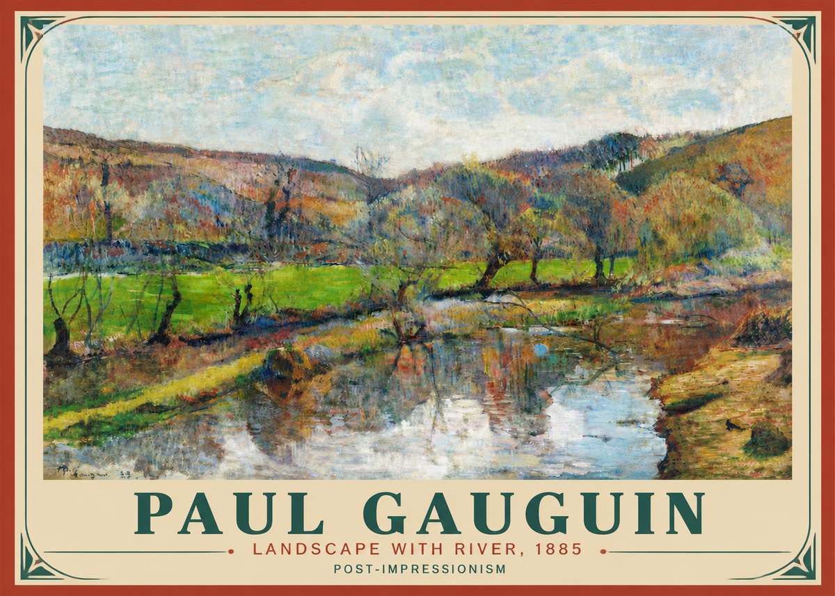 Paul Gauguin Landscape with River, 1885 No4 - Poszter