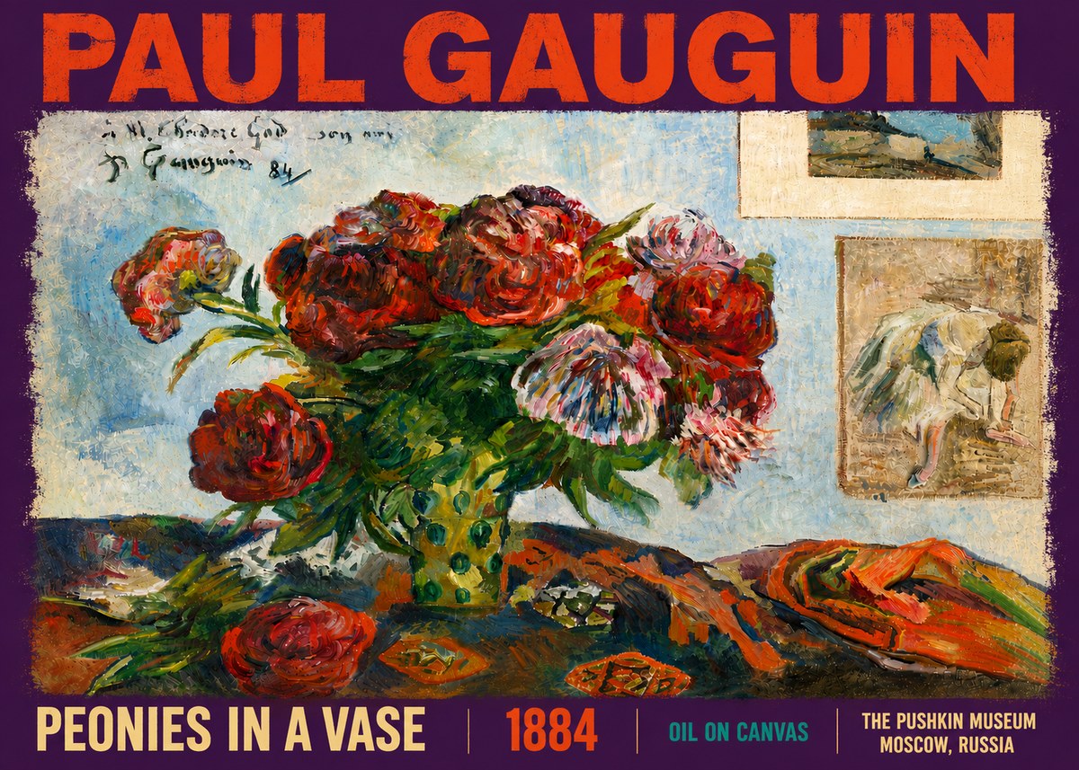 Paul Gauguin Peonies in a Vase No5 - Poszter