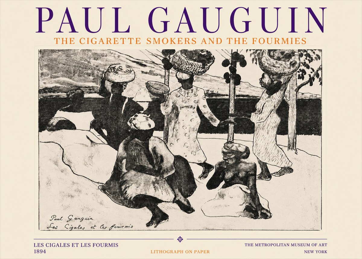 Paul Gauguin The Cigarette Smokers and the Fourmies No3 - Poszter