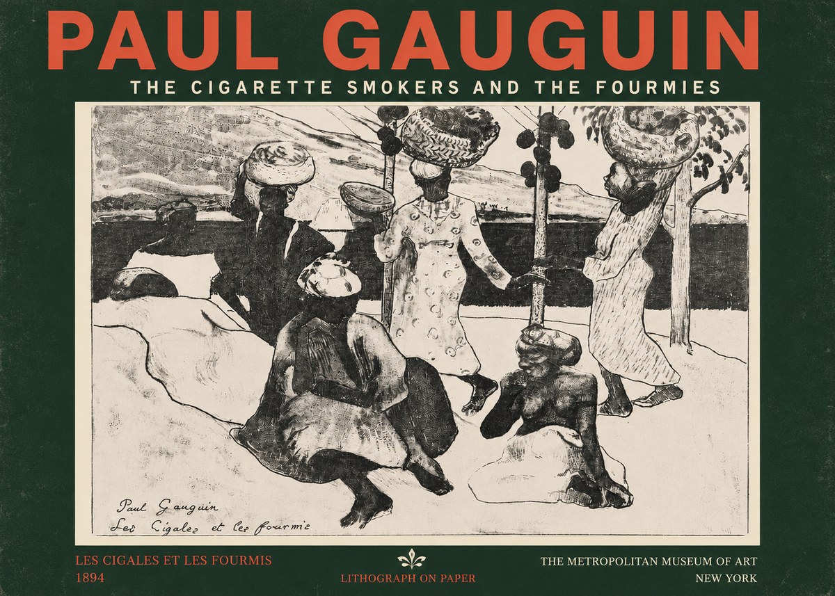 Paul Gauguin The Cigarette Smokers and the Fourmies No4 - Poszter