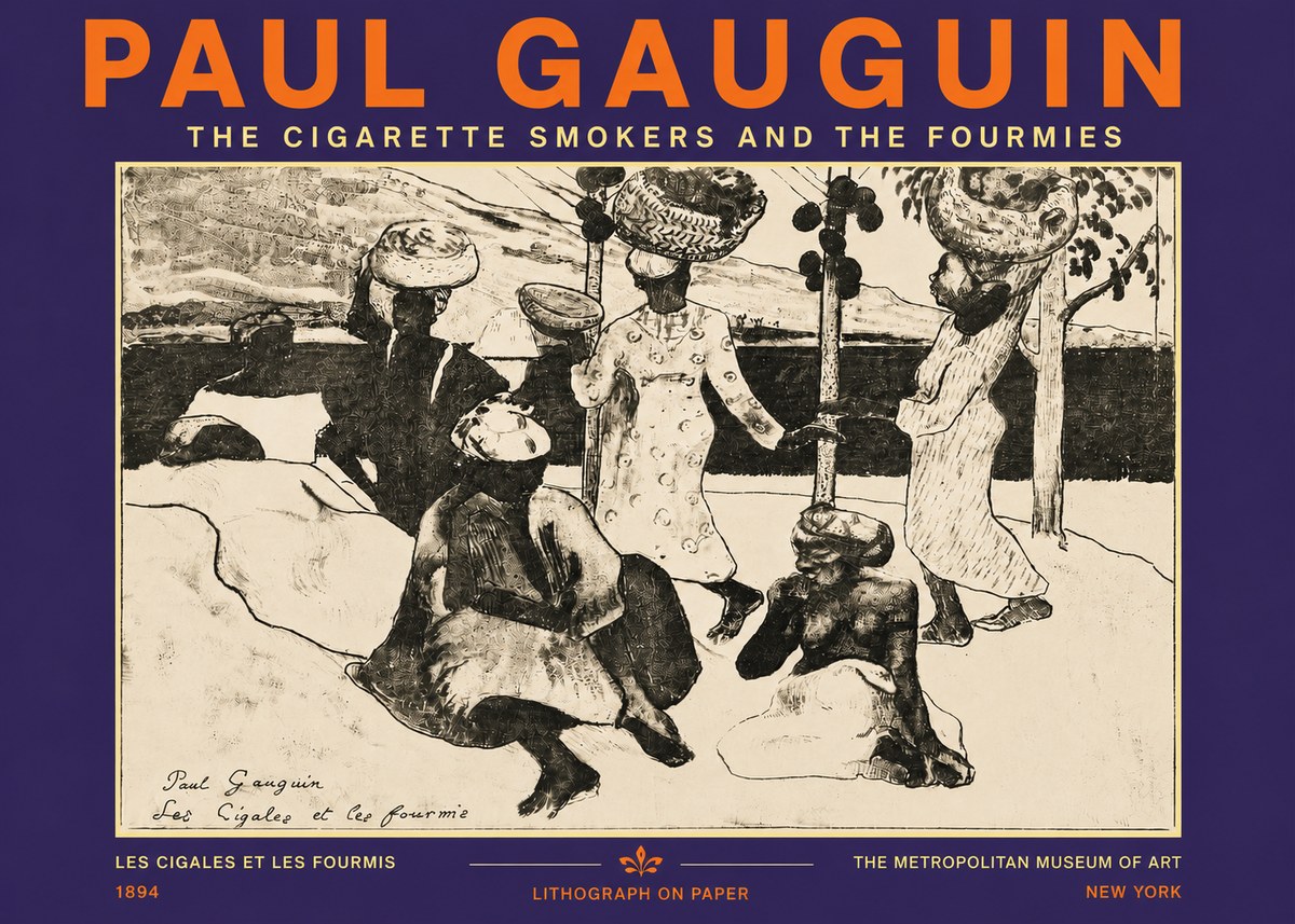 Paul Gauguin The Cigarette Smokers and the Fourmies No5 - Poszter