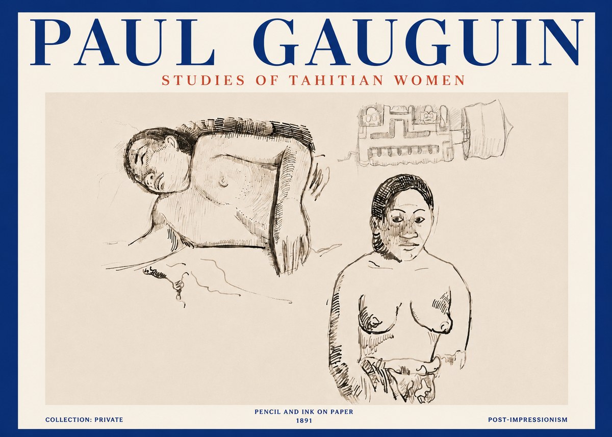 Paul Gauguin Studies of Tahitian Women No4 - Poszter