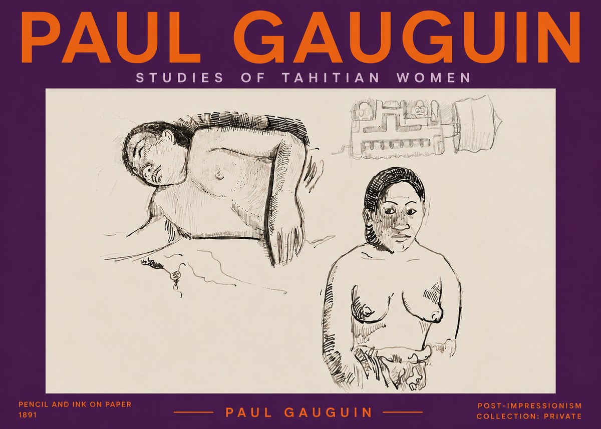 Paul Gauguin Studies of Tahitian Women No5 - Poszter