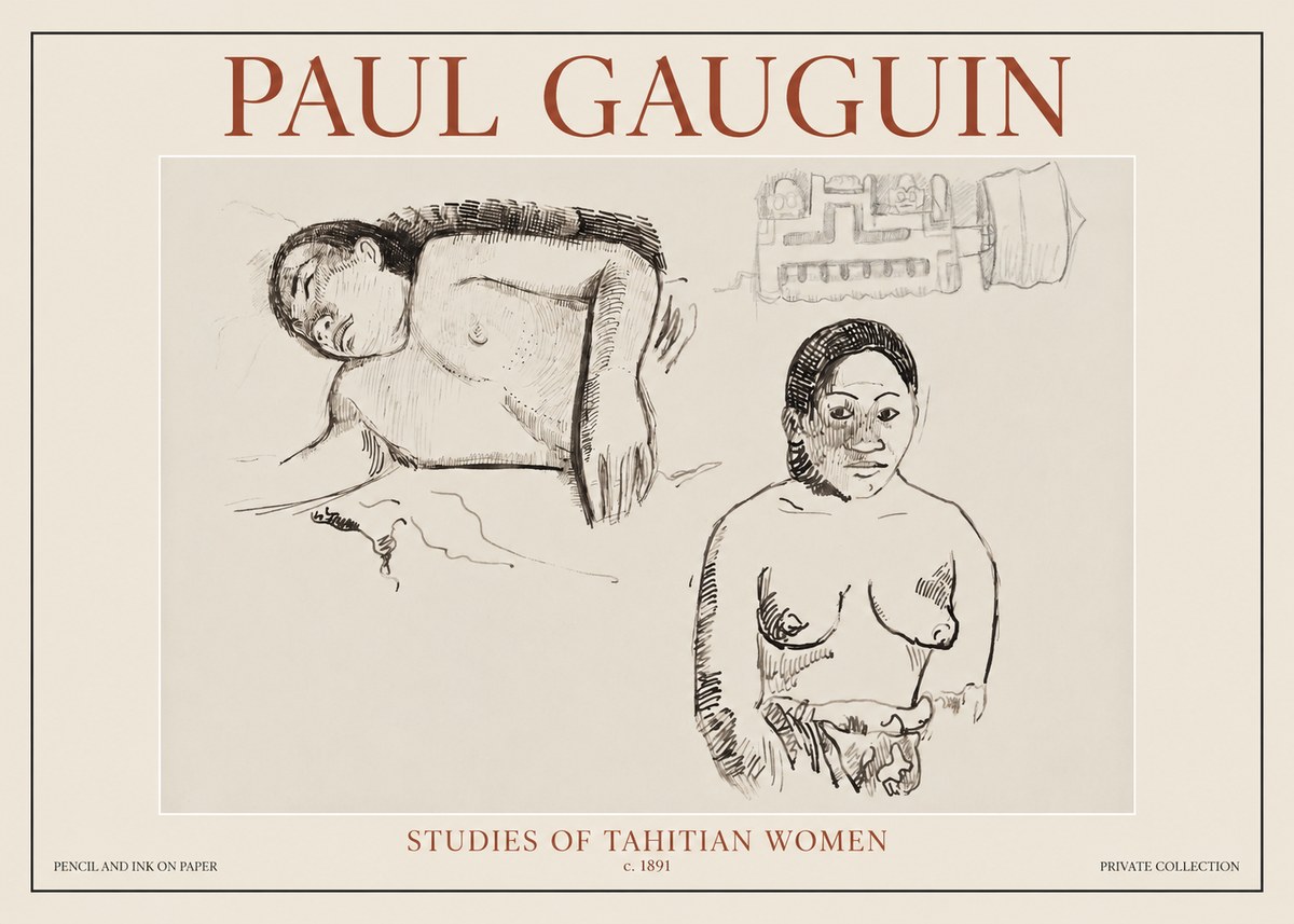 Paul Gauguin Studies of Tahitian Women No6 - Poszter