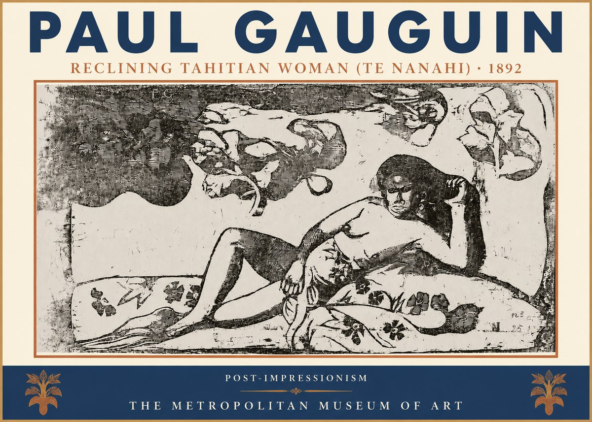 Paul Gauguin Reclining Tahitian Woman (Te Nanahi) No3 - Poszter