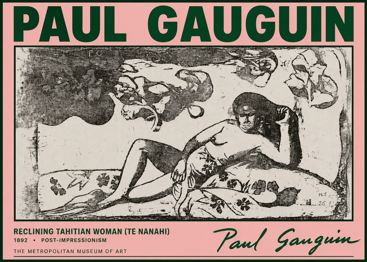 Paul Gauguin Reclining Tahitian Woman (Te Nanahi) No4 - Poszter