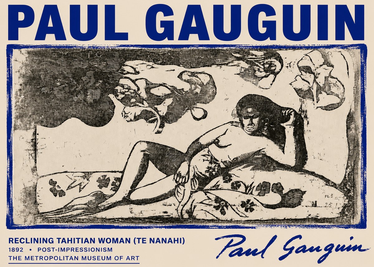 Paul Gauguin Reclining Tahitian Woman (Te Nanahi) No6 - Poszter