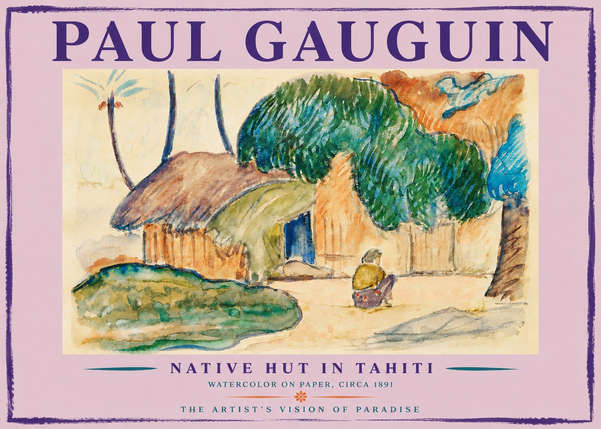 Paul Gauguin Native Hut in Tahiti No5 - Poszter