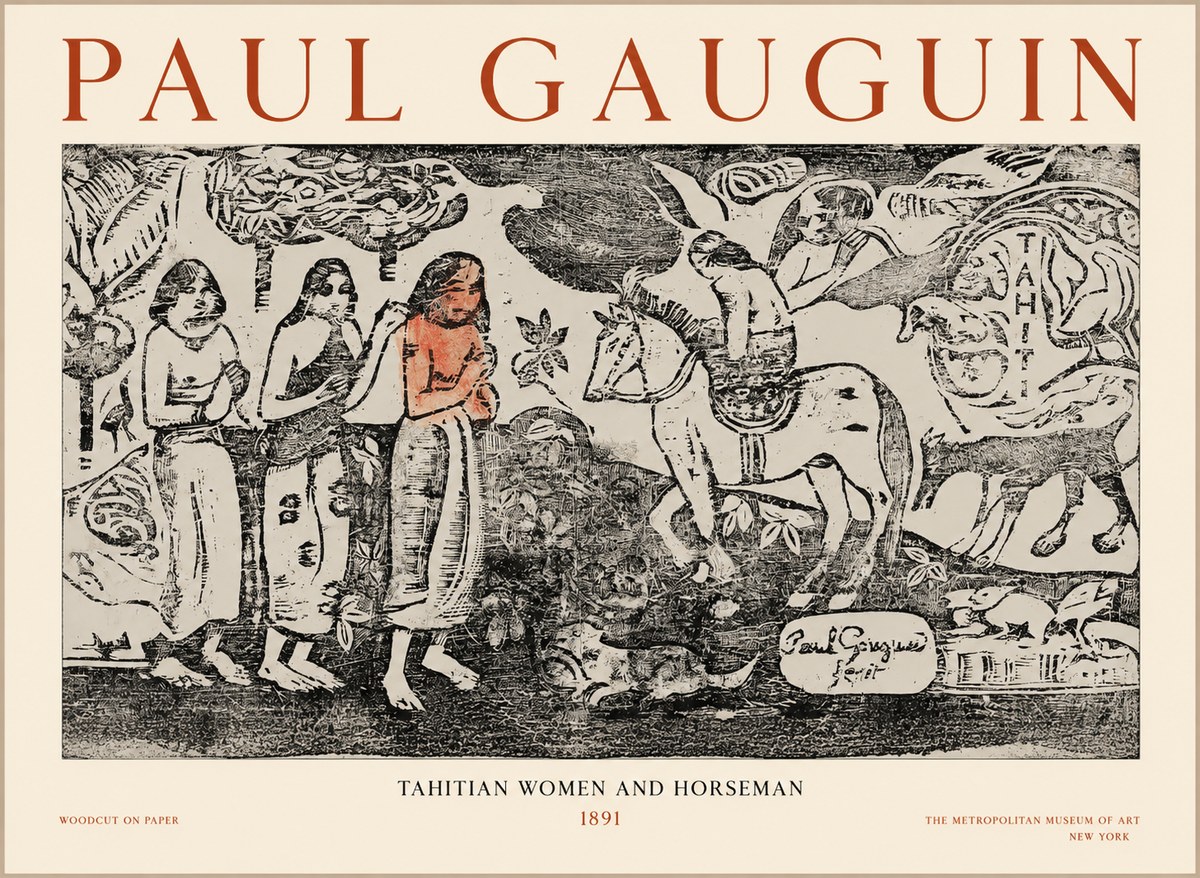 Paul Gauguin Tahitian Women and Horseman No1 - Poszter