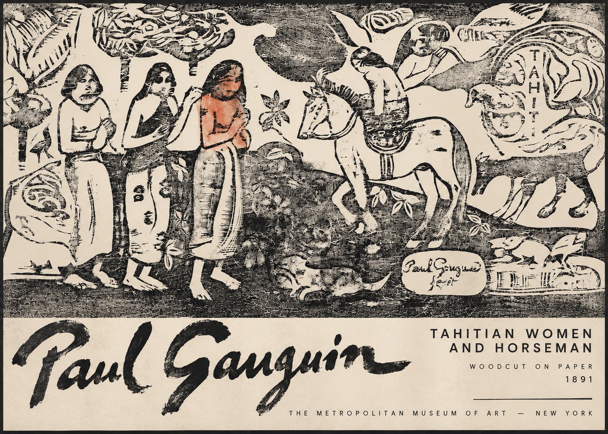 Paul Gauguin Tahitian Women and Horseman No3 - Poszter