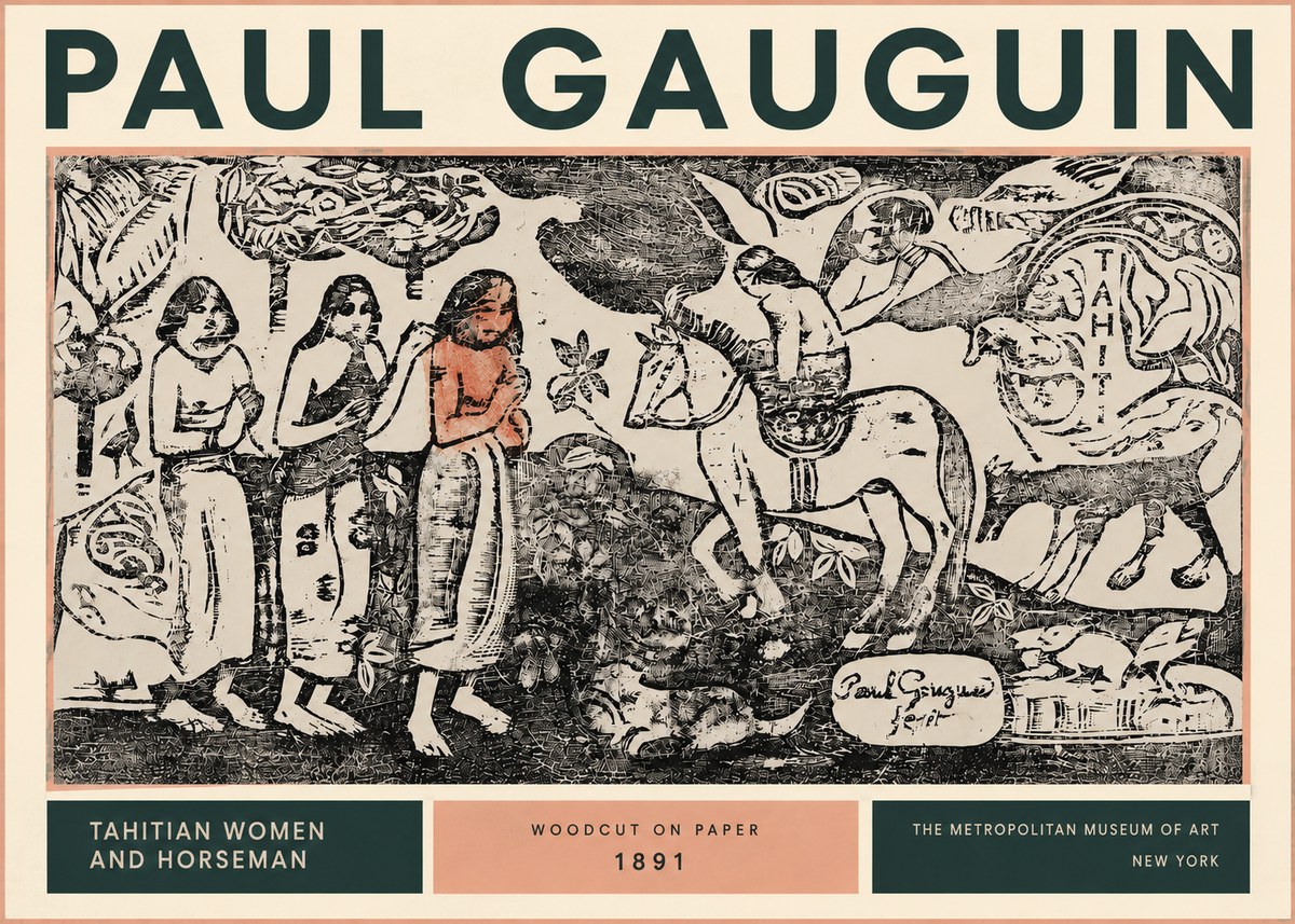 Paul Gauguin Tahitian Women and Horseman No4 - Poszter