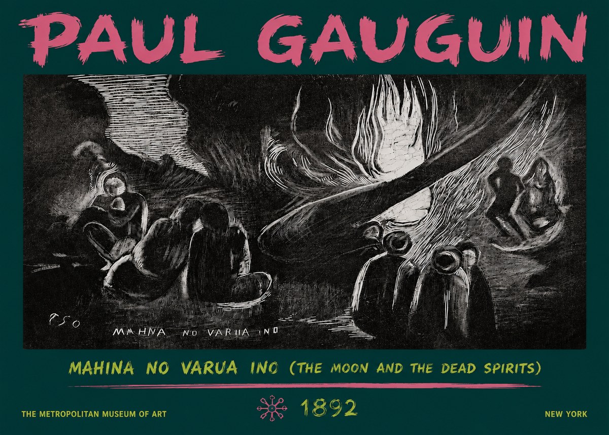 Paul Gauguin Mahina No Varua Ino (the Moon and the Dead Spirits) No3 - Poszter