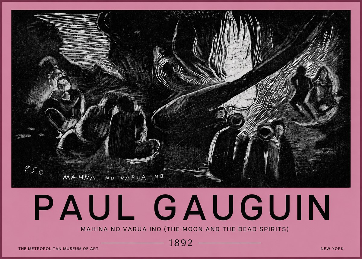 Paul Gauguin Mahina No Varua Ino (the Moon and the Dead Spirits) No4 - Poszter