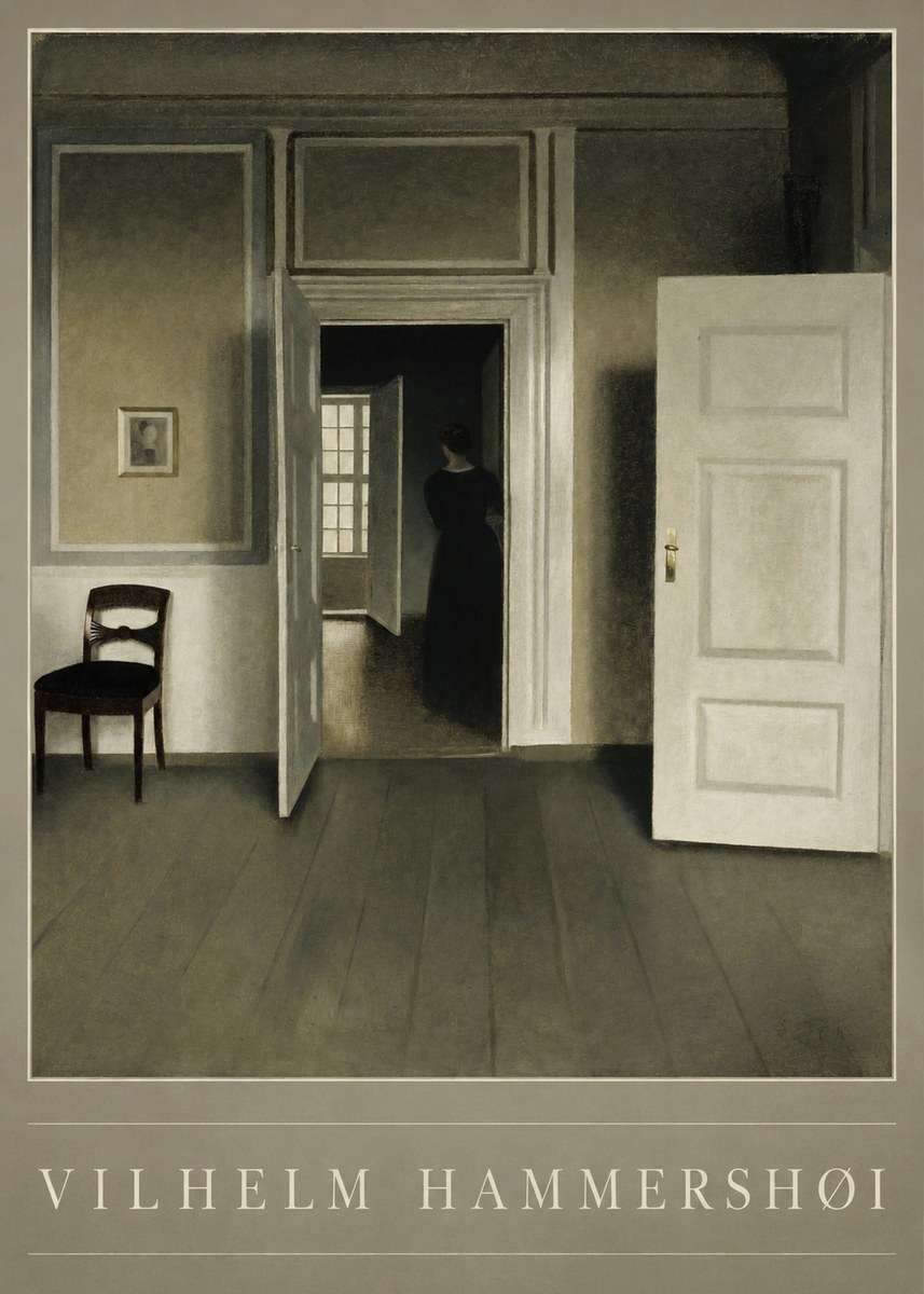 Vilhelm Hammershøi Interior with a Woman Seen from the Back No3 - Poszter