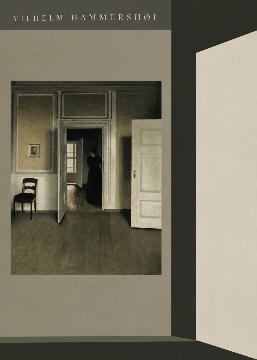 Vilhelm Hammershøi Interior with a Woman Seen from the Back No6 - Poszter