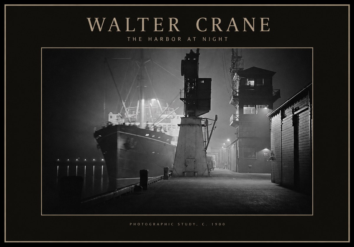 Walter Crane The Harbor at Night No1 - Poszter