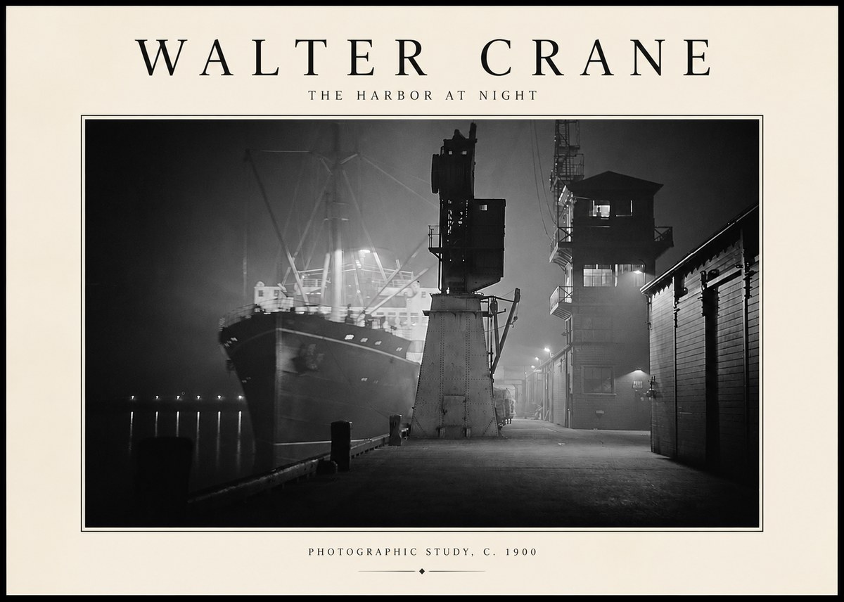 Walter Crane The Harbor at Night No2 - Poszter