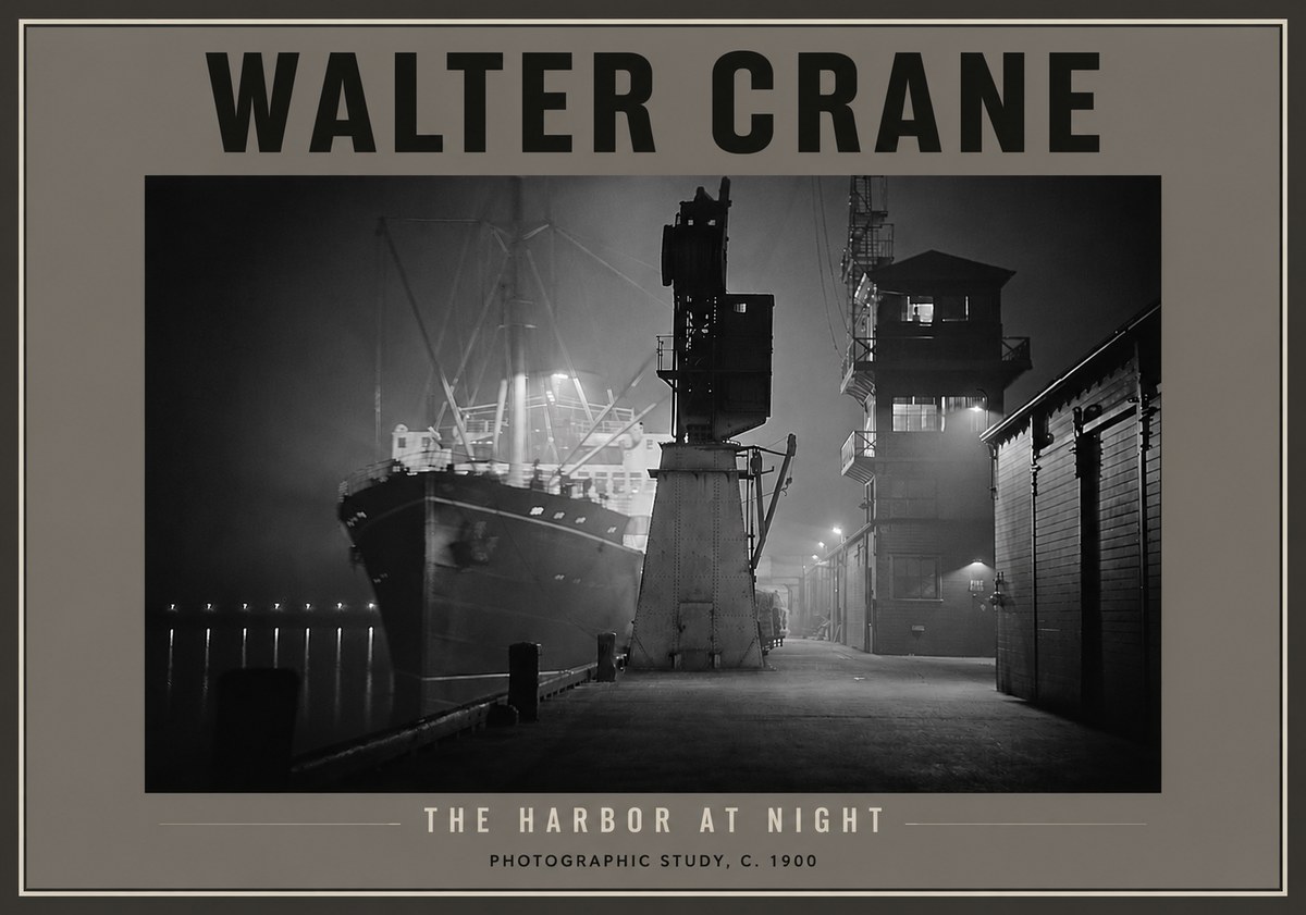 Walter Crane The Harbor at Night No4 - Poszter