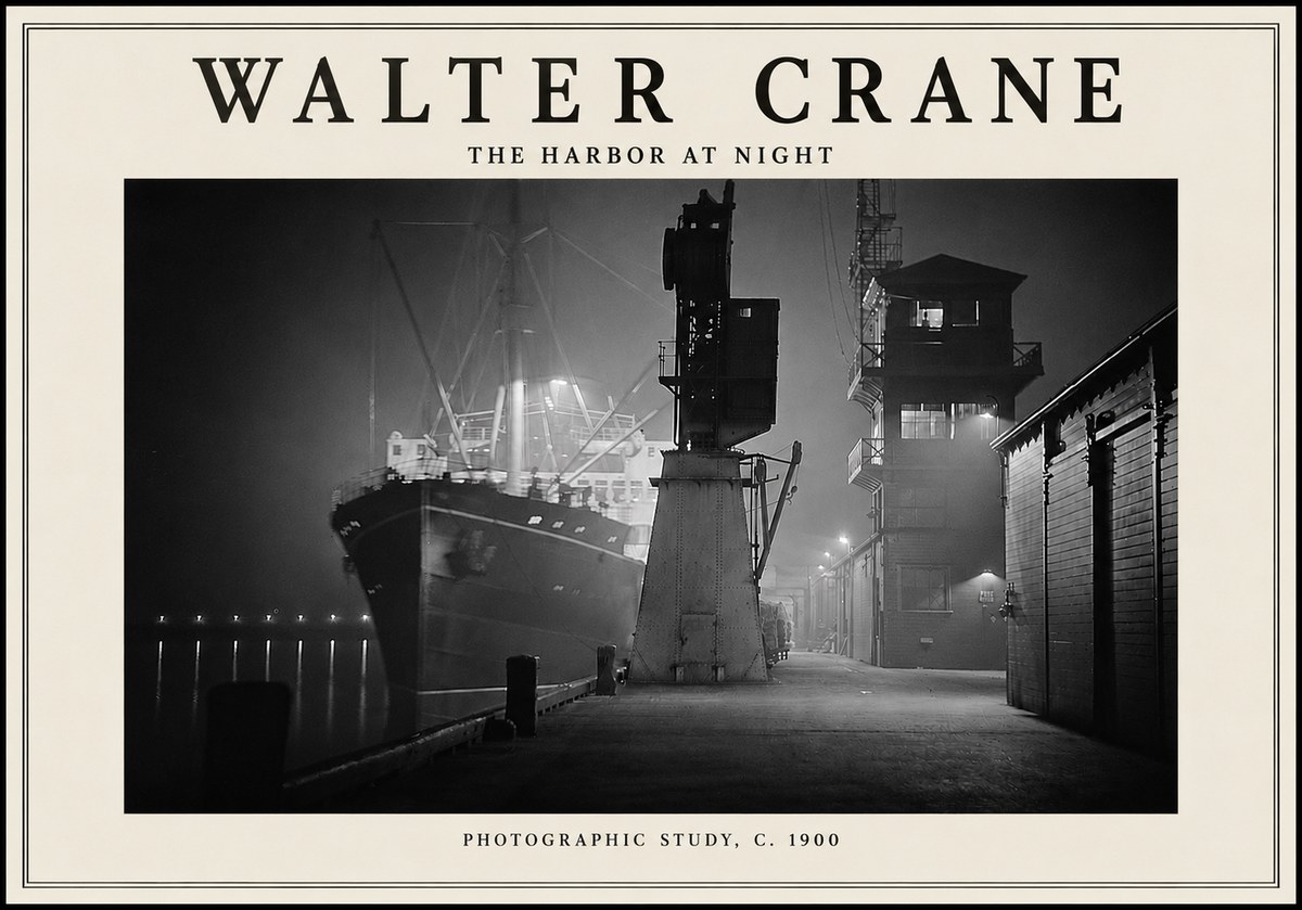 Walter Crane The Harbor at Night No5 - Poszter