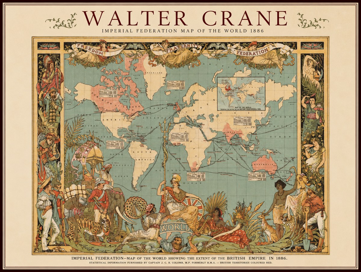 Walter Crane Imperial Federation Map of the World 1886 No1 - Poszter