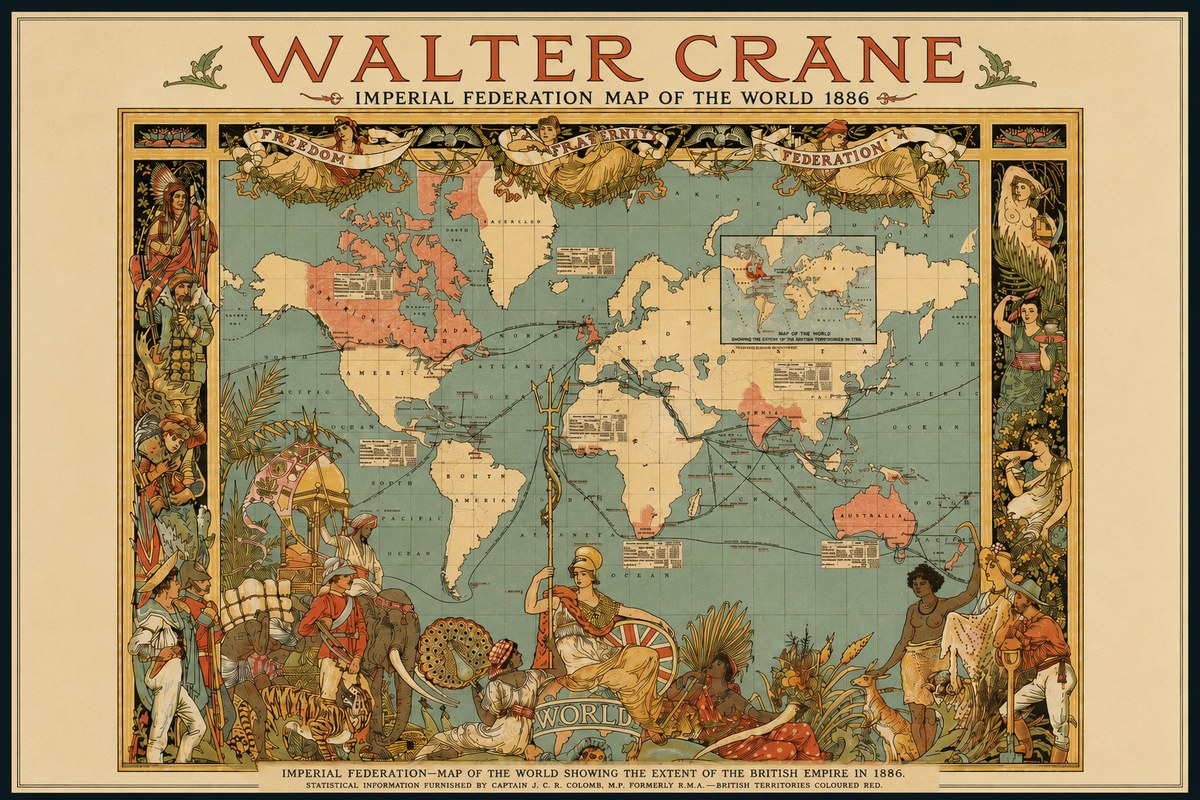 Walter Crane Imperial Federation Map of the World 1886 No3 - Poszter