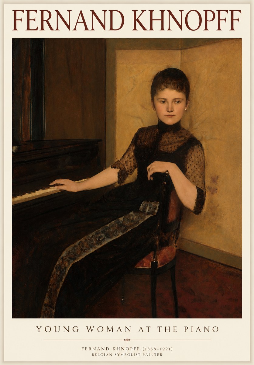 Fernand Khnopff The Piano, 1889 No4 - Poszter