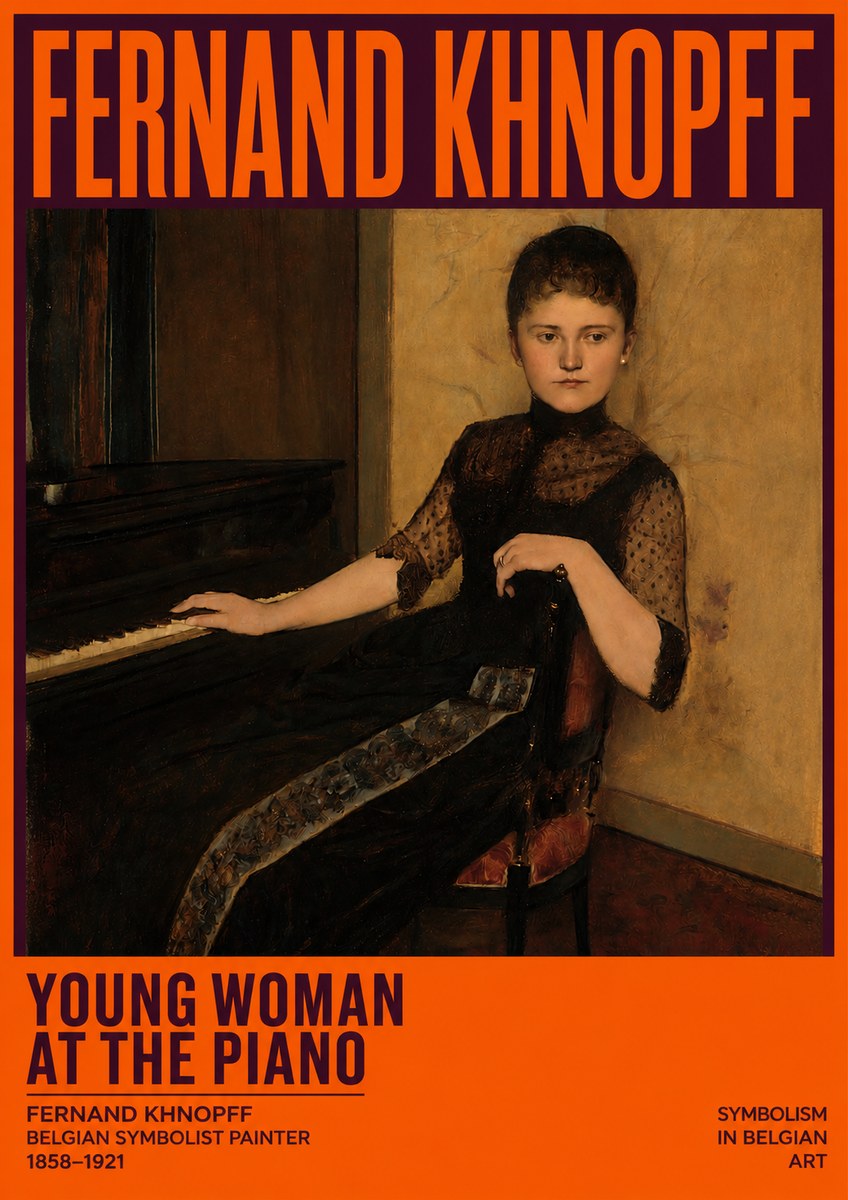 Fernand Khnopff The Piano, 1889 No5 - Poszter