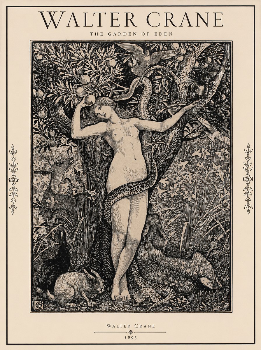 Walter Crane The Garden of Eden No1 - Poszter