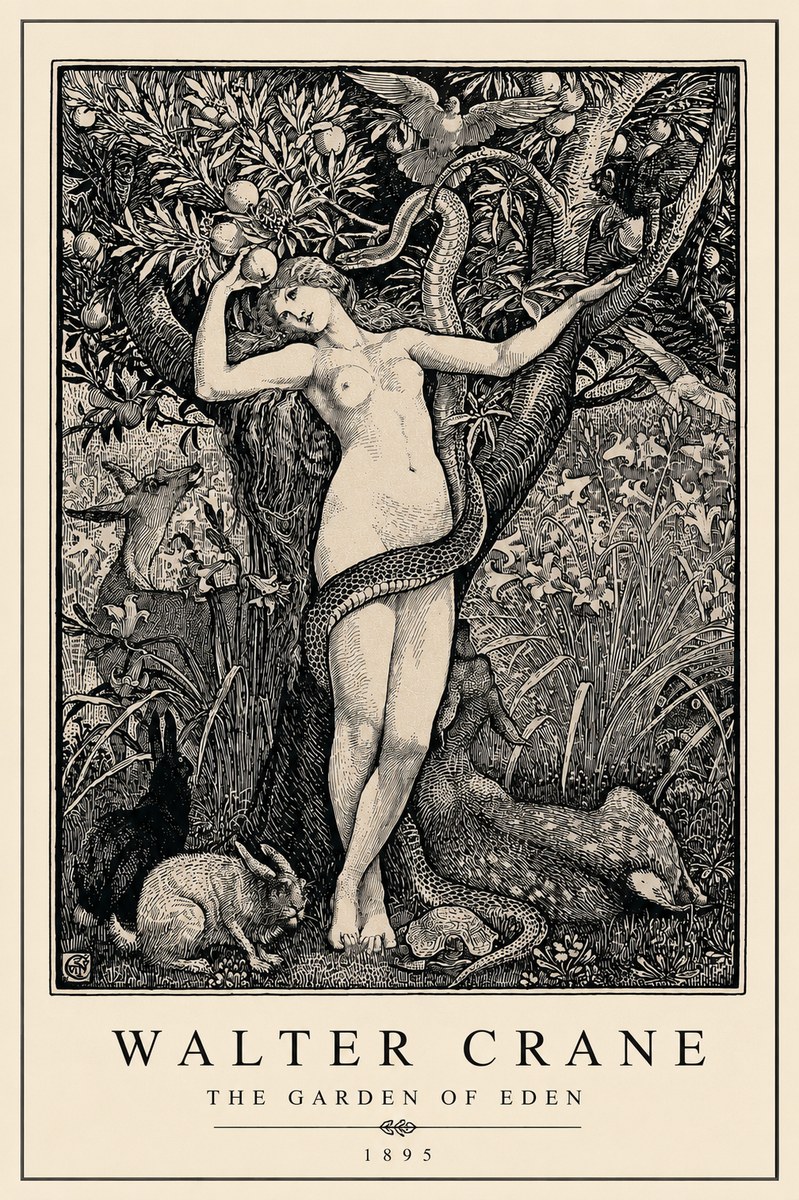 Walter Crane The Garden of Eden No3 - Poszter