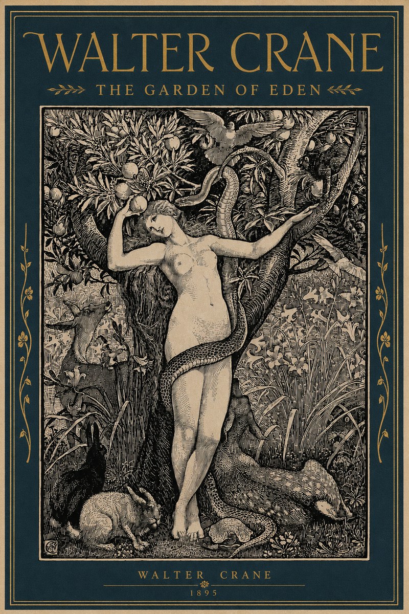 Walter Crane The Garden of Eden No4 - Poszter