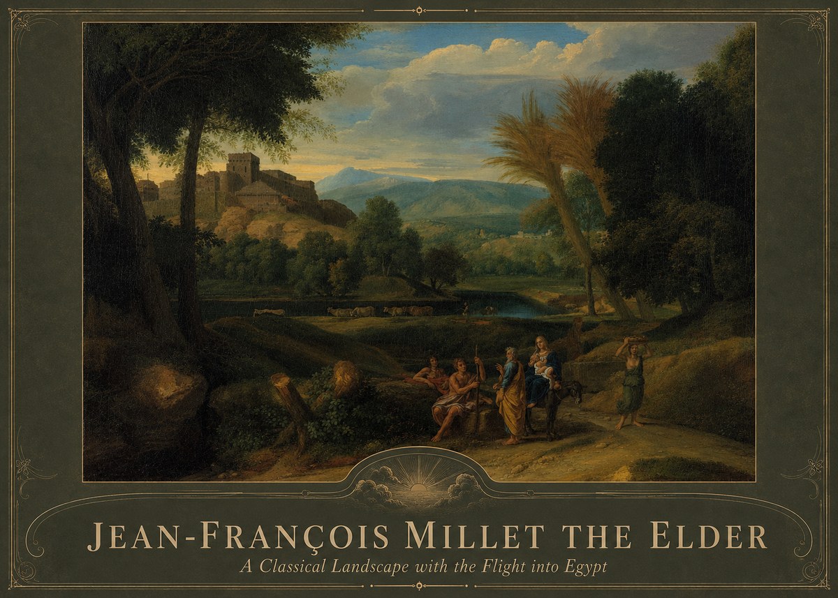 Jean-François Millet A Classical Landscape with the Flight into Egypt No4 - Poszter
