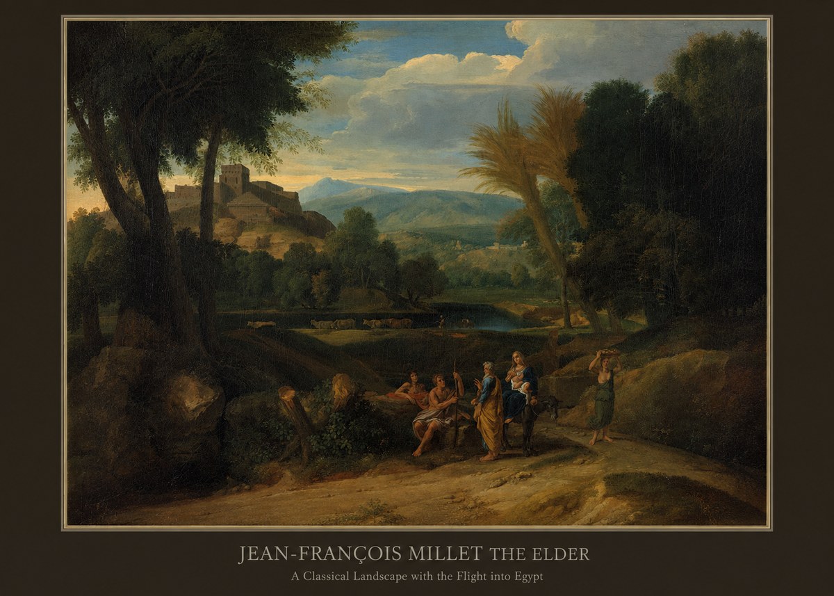 Jean-François Millet A Classical Landscape with the Flight into Egypt No5 - Poszter