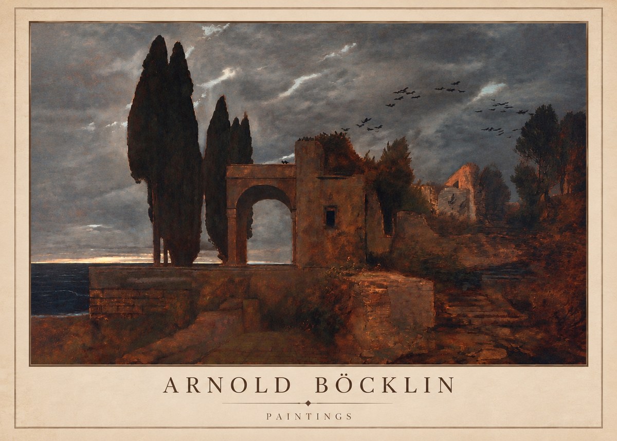 Arnold Böcklin Villa by the Sea I No3 - Poszter