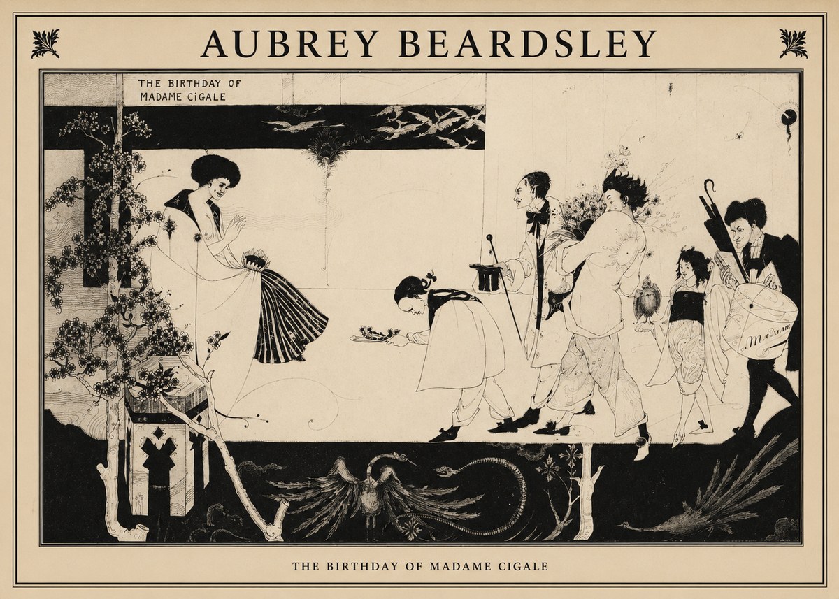 Aubrey Beardsley The Birthday of Madame Cigale No1 - Poszter