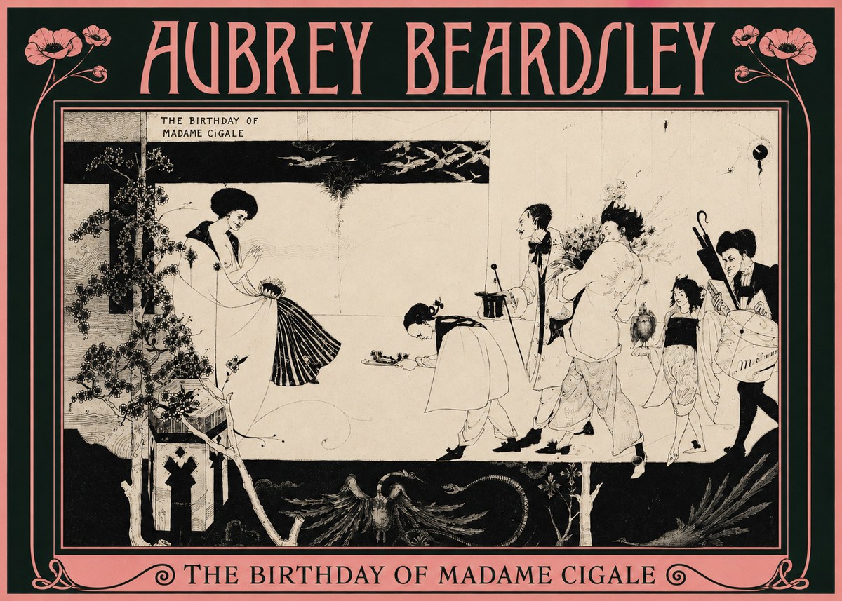 Aubrey Beardsley The Birthday of Madame Cigale No2 - Poszter