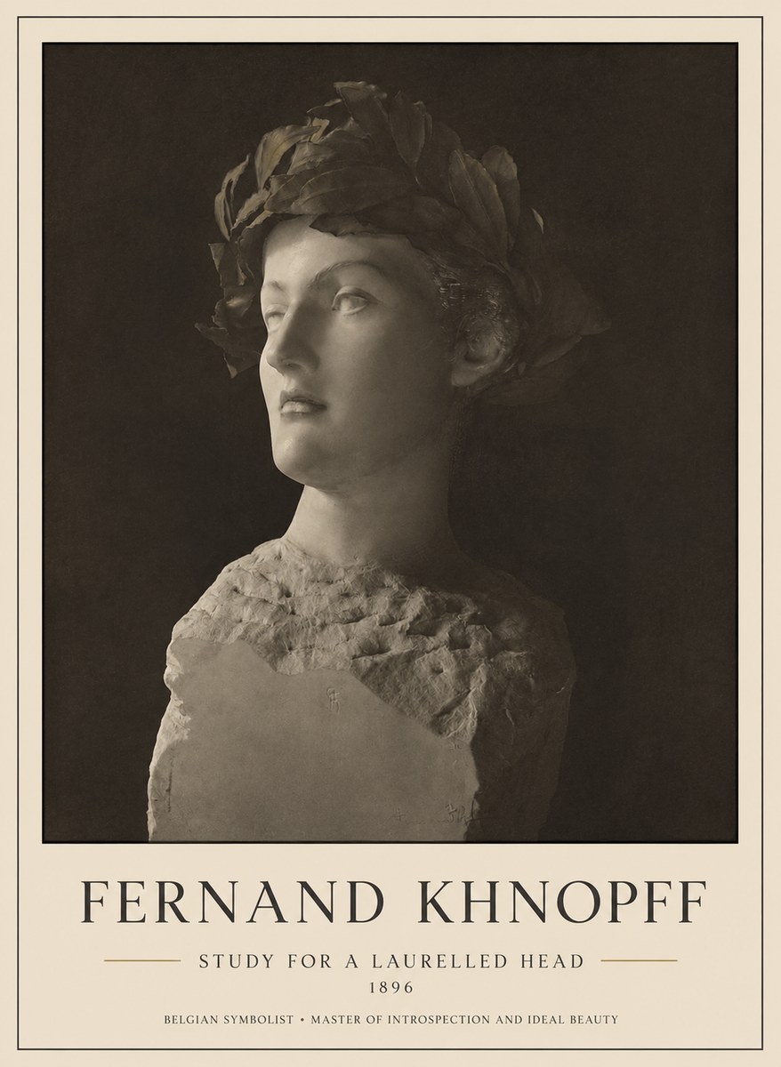 Fernand Khnopff Study for a Laurelled Head No1 - Poszter