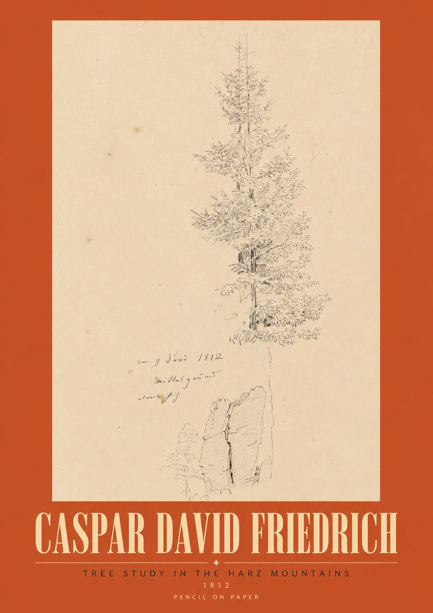 Caspar David Friedrich Tree Study in the Harz Mountains No3 - Poszter