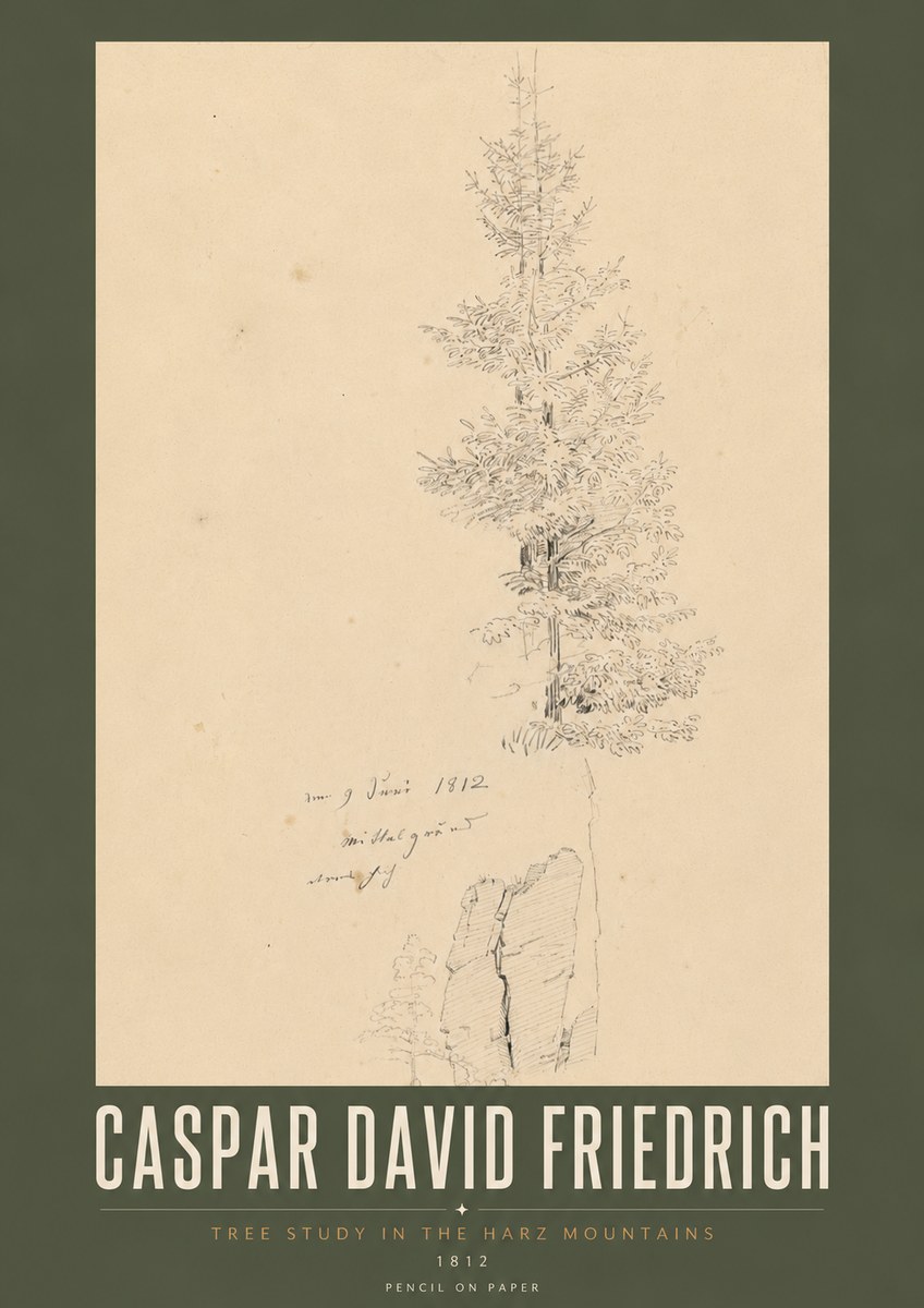 Caspar David Friedrich Tree Study in the Harz Mountains No5 - Poszter