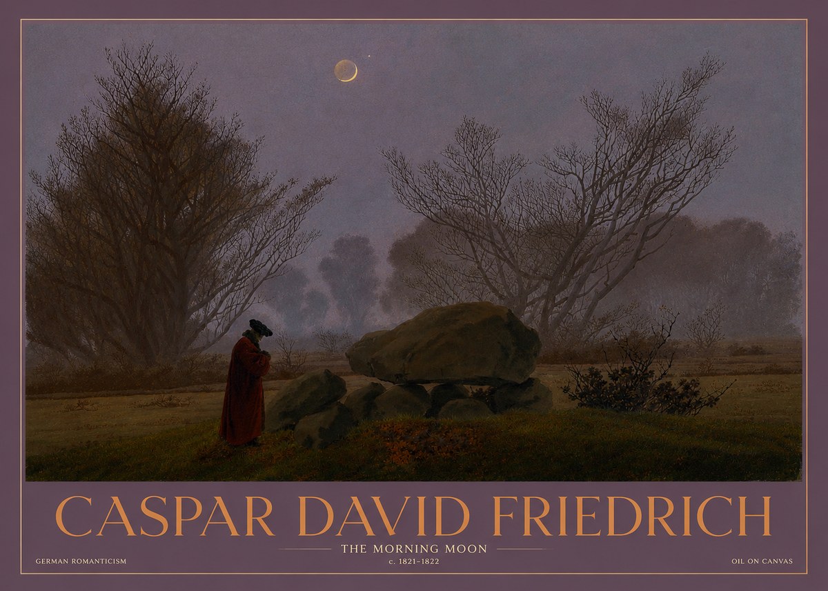 Caspar David Friedrich The Morning Moon No3 - Poszter