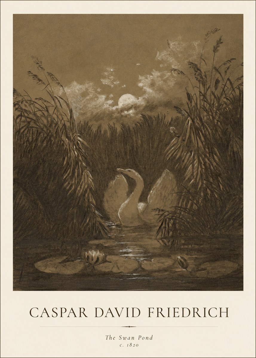 Caspar David Friedrich The Swan Pond No1 - Poszter