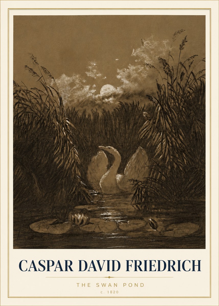 Caspar David Friedrich The Swan Pond No4 - Poszter