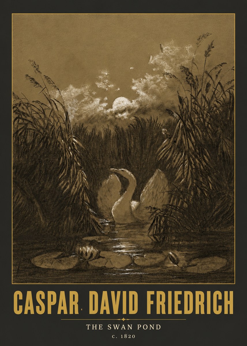 Caspar David Friedrich The Swan Pond No6 - Poszter
