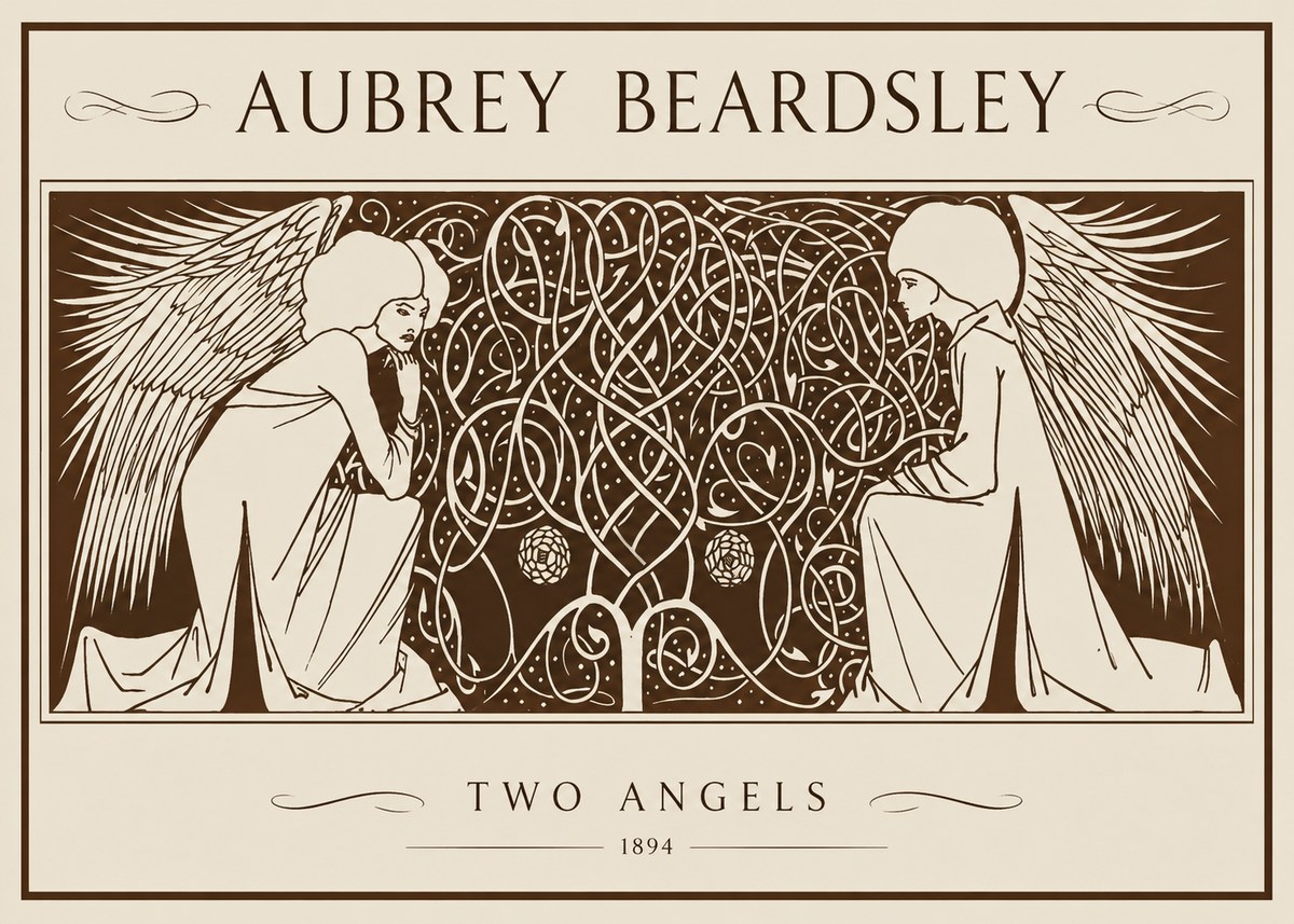 Aubrey Beardsley Two Angels No1 - Poszter
