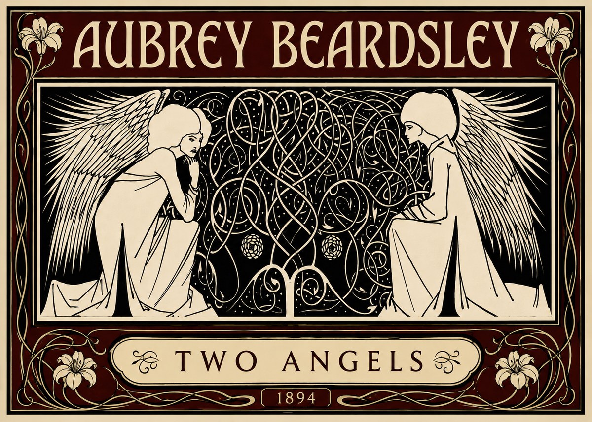 Aubrey Beardsley Two Angels No5 - Poszter