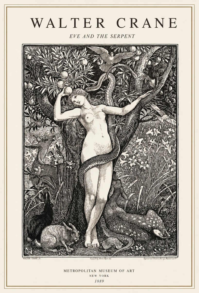 Walter Crane Eve and the Serpent No1 - Poszter